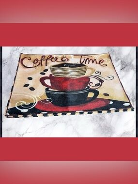 COFFEE TIME Themed Tapestry Table Placemats Set of 4